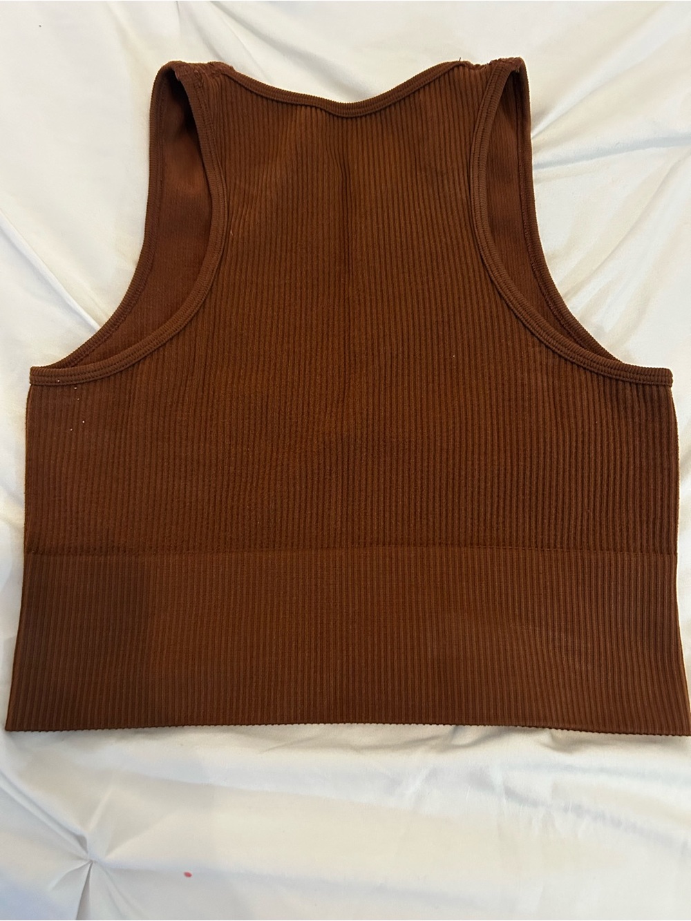 Amazon Ribbed V-Neck Crop Tank Top - Brown - Picture 2 of 4